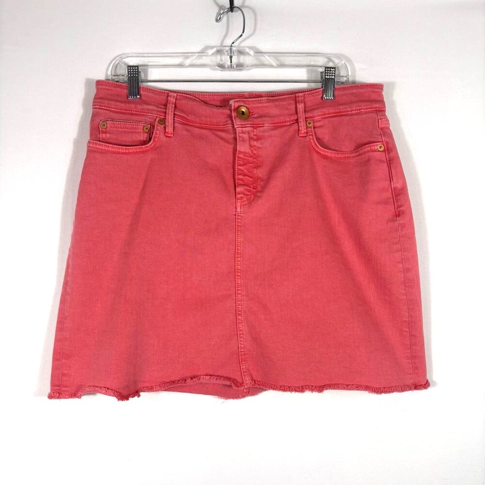Vineyard Vines Coral Mini Jean Skirt with Distressed Hem Size 14 D0064
